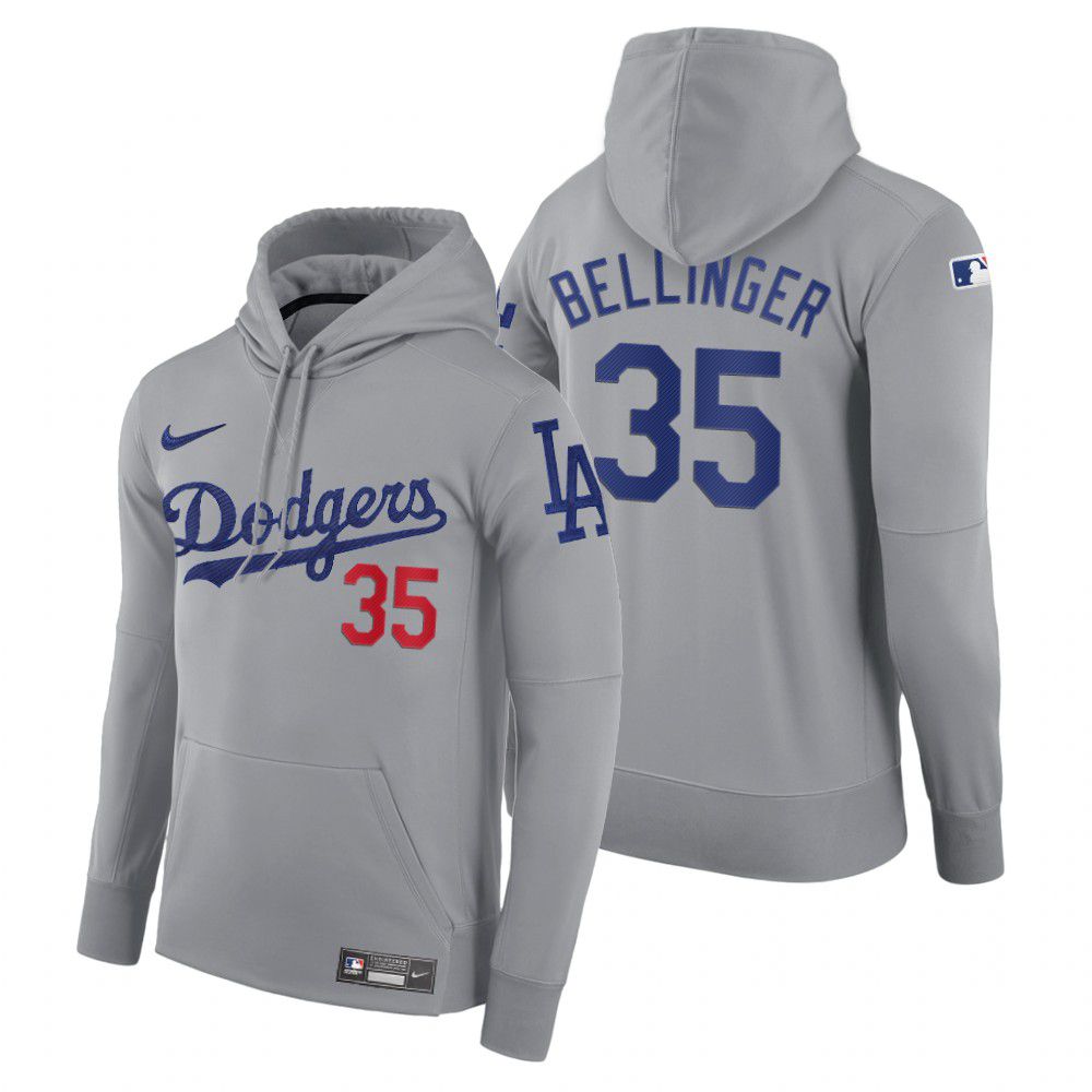 Men Los Angeles Dodgers #35 Bellinger gray road hoodie 2021 MLB Nike Jerseys->los angeles dodgers->MLB Jersey